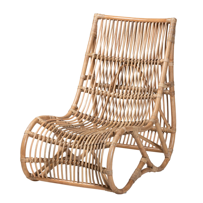 Genera Modern Bohemian Rattan Lounge Chair - Stylish Natural Fiber Seating for Living Room, Patio or Outdoor Use