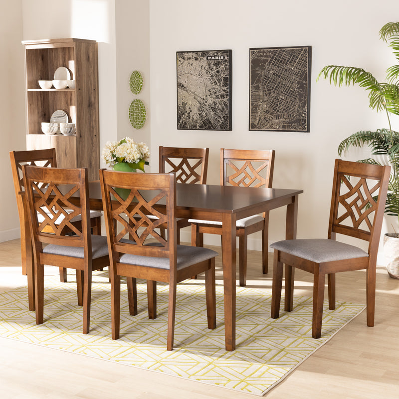 Nicolette Dining Set Modern and Contemporary Dark Brown Finished Wood 7-Piece