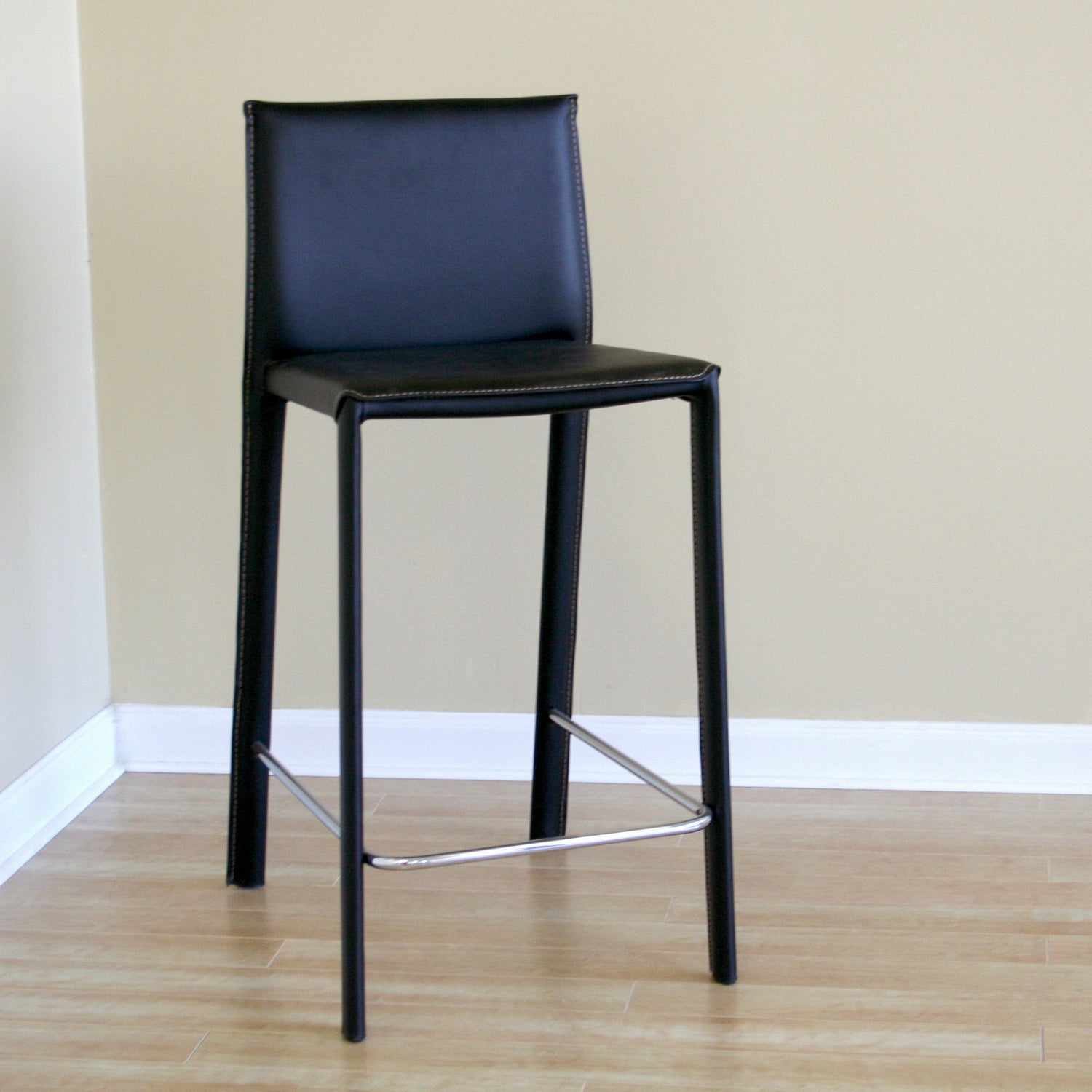 Crawford Counter Height Stool Set Brown Leather 2-Piece