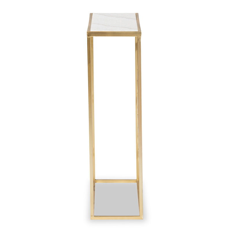 Calanthe Console Table Modern Gold Finished Metal Design with Elegant Marble Top