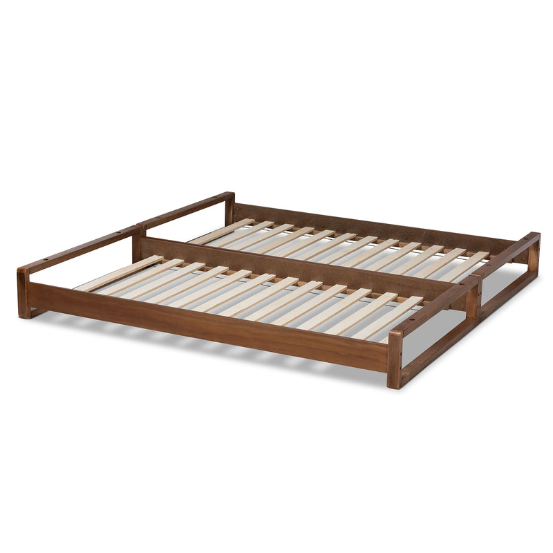 Klara Expandable Twin to King Size Bed Frame in Modern Walnut Finish