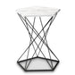 Oberon Modern Black Metal End Table with Faux Marble Top - Stylish Accent Furniture for Living Room or Bedroom