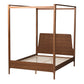 Roman Classic Queen Size Canopy Bed in Ash Walnut Wood with Traditional Design