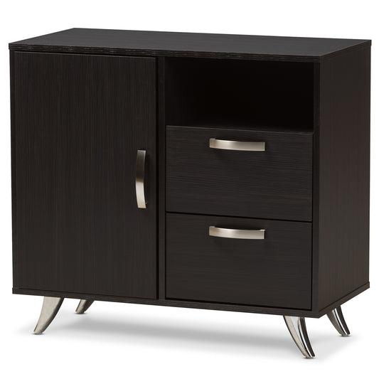 Warwick Sideboard Modern Espresso Brown Wood Storage Cabinet with Adjustable Shelves and Stylish Design