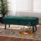 Caine Storage Bench Modern and Contemporary Black Velvet Fabric Upholstered with Dark Brown Finished Wood