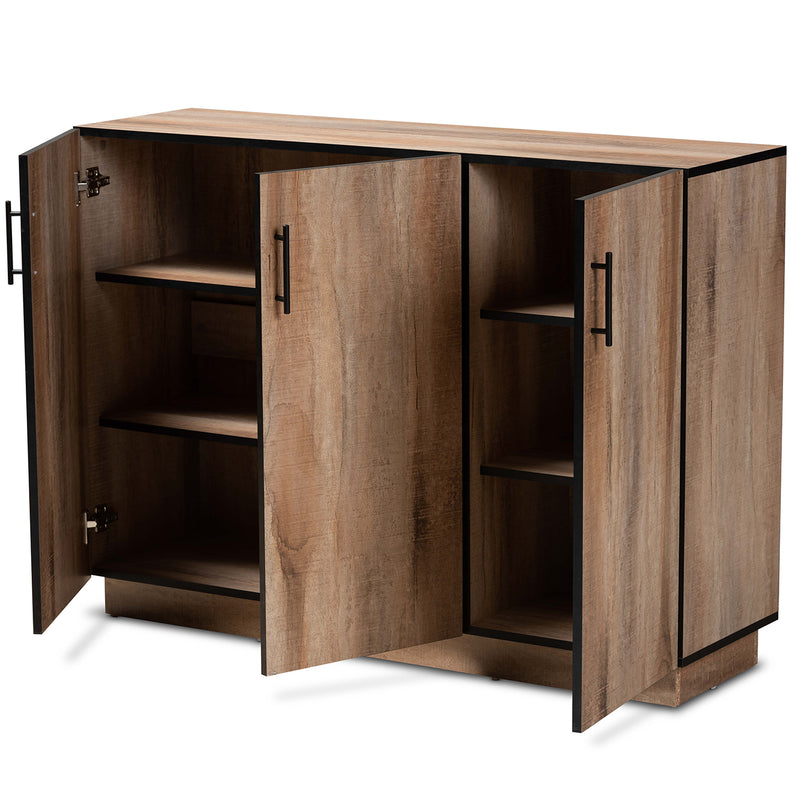 Patton Sideboard Modern Natural Oak Finished Wood 3-Door Dining Room Buffet for Stylish Storage and Display