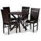 Jeane Dining Set Modern 5-Piece Collection with Dark Brown Faux Leather Upholstery and Finished Wood