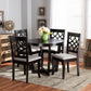 Tricia Dining Set Modern and Contemporary Grey Fabric Upholstered Dark Brown Finished Wood 5-Piece