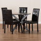 Marie 5-Piece Dining Set - Modern Dark Brown Faux Leather Chairs with Finished Wood Table