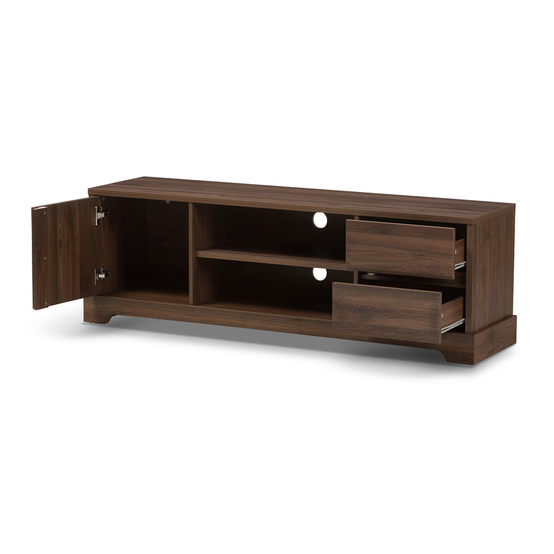 Burnwood Modern Walnut Brown Wood TV Stand for Living Room, Contemporary Entertainment Center with Storage Shelves and Cable Management