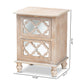 Celia End Table - Rustic French Country Design with White-Washed Wood and Mirror, 2 Drawers and Quatrefoil Accents