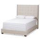 Georgette King Bed - Modern and Contemporary Light Beige Fabric Upholstered