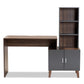 Jaeger Storage Desk - Modern Two-Tone Walnut Brown and Dark Grey Wood with Shelves for Home Office Organization