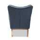 Zoelle Rocking Chair Mid-Century Modern Blue Fabric Upholstery with Natural Finish