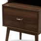 Disa Mid-Century Modern Nightstand Walnut Brown Finish with Storage Drawer and Stylish Design