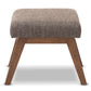 Aberdeen Ottoman Mid-Century Modern Design with Walnut Finish and Gravel Fabric Upholstery for Stylish Home Decor