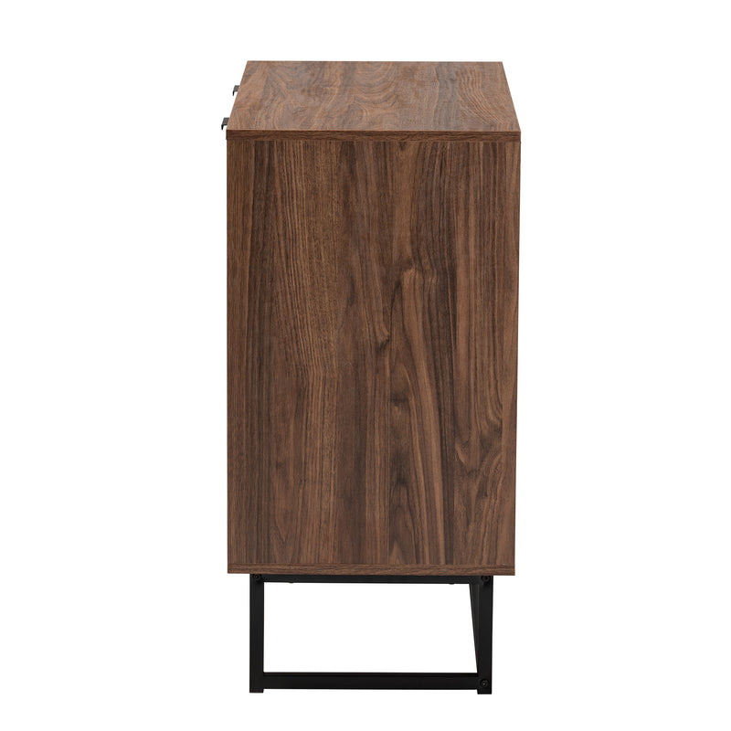 Sadia Storage Cabinet Modern Walnut Brown Finished Wood with Ample Storage Space and Stylish Design