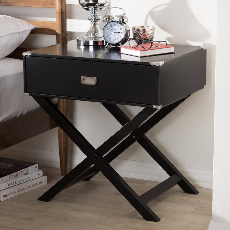 Curtice End Table Modern and Contemporary Black 1-Drawer Wooden