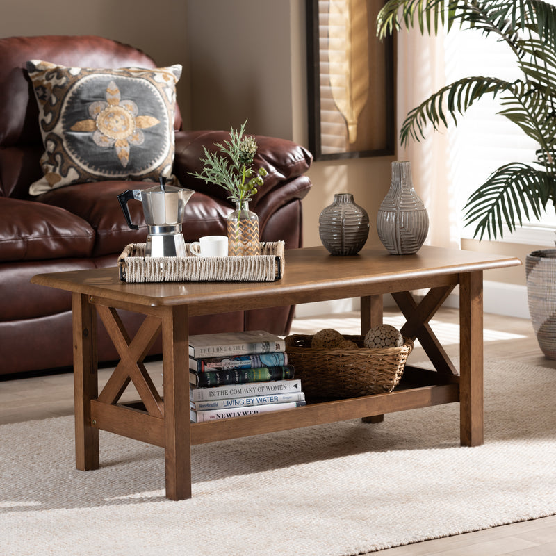 Reese Coffee Table - Traditional Walnut Brown Rectangular Wood Design for Elegant Living Rooms