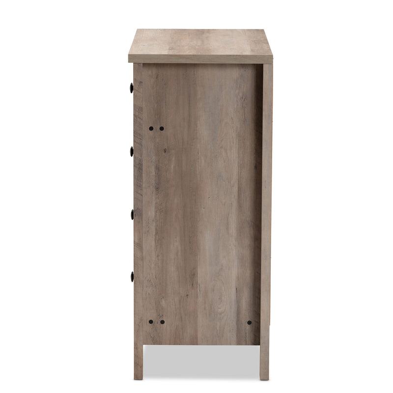 Derek 5-Drawer Chest Modern Rustic Oak Finished Wood Storage Solution for Bedroom or Living Room