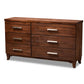 Ella Modern 6-Drawer Dresser in Warm Oak Brown Finish, Stylish Storage Solution for Your Bedroom