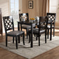 Verner Dining Set Modern Contemporary Grey Fabric Upholstered Espresso Brown Finished 5-Piece Wood