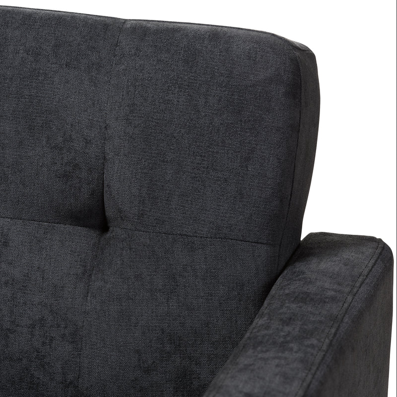 Carina Loveseat Mid-Century Modern Dark Grey Fabric Upholstered