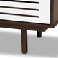 Meike Mid-Century Modern Dresser Two-Tone Walnut Brown and White 6-Drawer Storage Chest for Bedroom or Living Room