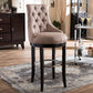 Harmony Bar Stool - Modern Beige Fabric Upholstered Design with Button-Tufting and Metal Footrest