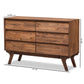 Sierra Mid-Century Modern Dresser Brown Wood 6-Drawer Storage Solution for Stylish Bedrooms