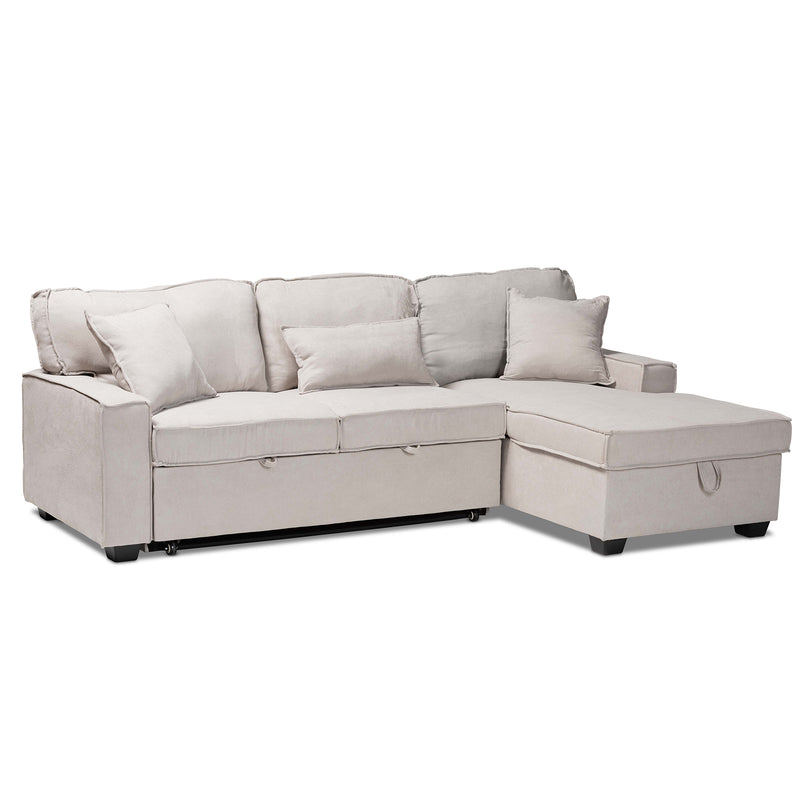 Emile Sectional Sofa Modern and Contemporary Dark Grey Fabric Upholstered Right Facing Storage with Pull-Out Bed