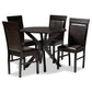 Jeane Dining Set Modern 5-Piece Collection with Dark Brown Faux Leather Upholstery and Finished Wood