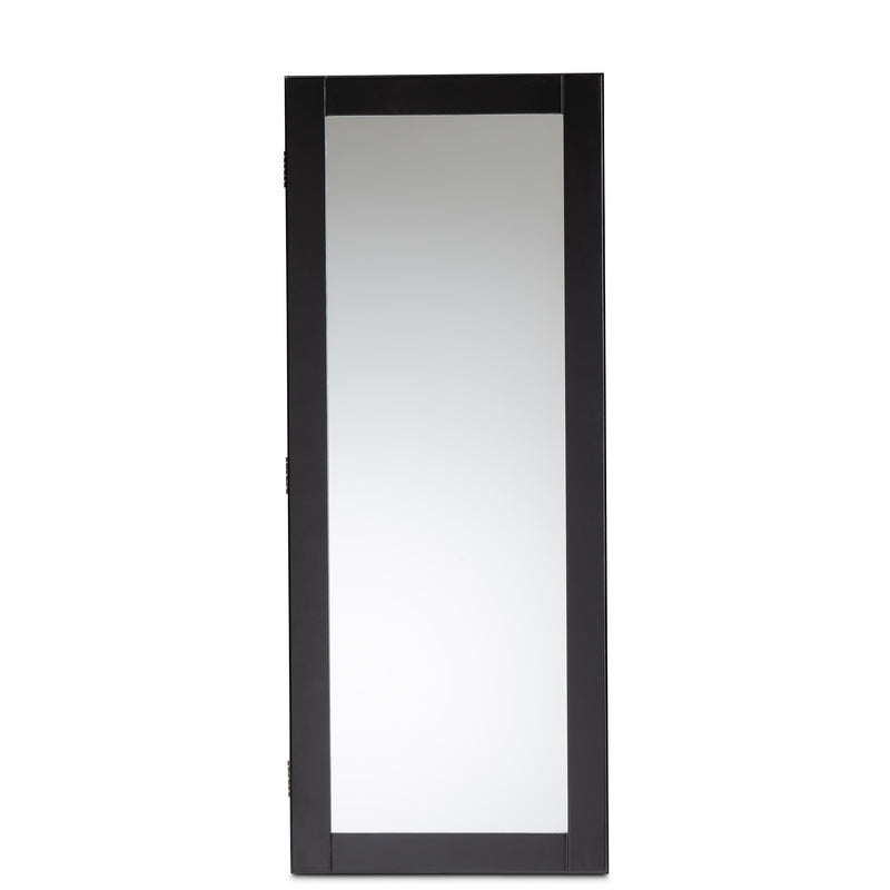 Pontus Jewelry Armoire Modern and Contemporary Black Finished Wood Wall-Mountable with Mirror