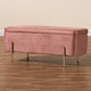 Rockwell Storage Bench Contemporary Glam Luxe Blush Pink Velvet Fabric Upholstered Gold Finished Metal