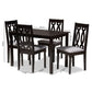 Cherese Dining Set Modern Contemporary Grey Fabric Upholstered Espresso Brown Finished 5-Piece Wood