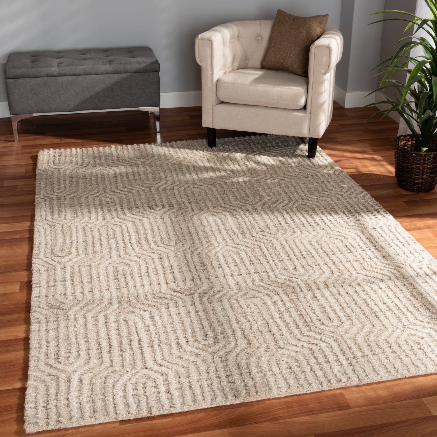 Judian Area Rug - Handwoven Ivory Wool for Modern and Contemporary Home Décor