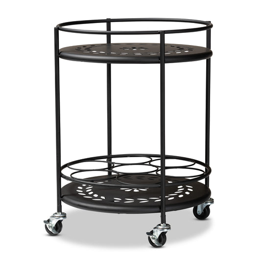 Dallan Kitchen Cart Modern Industrial Black Metal 2-Tier