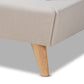 Naya Wingback Platform Bed - Mid-Century Modern Beige Fabric Upholstered