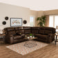 Vesa Sectional Recliner Sofa Modern and Contemporary Brown Leather-Like Fabric Upholstered 6-Piece with 2 Reclining Seats