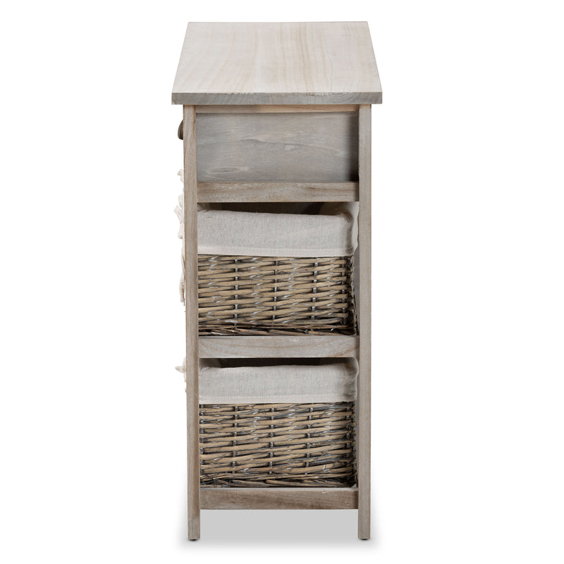 Vella Storage Unit Modern Grey Finished Wood 2-Drawer Unit with Baskets for Organized Living