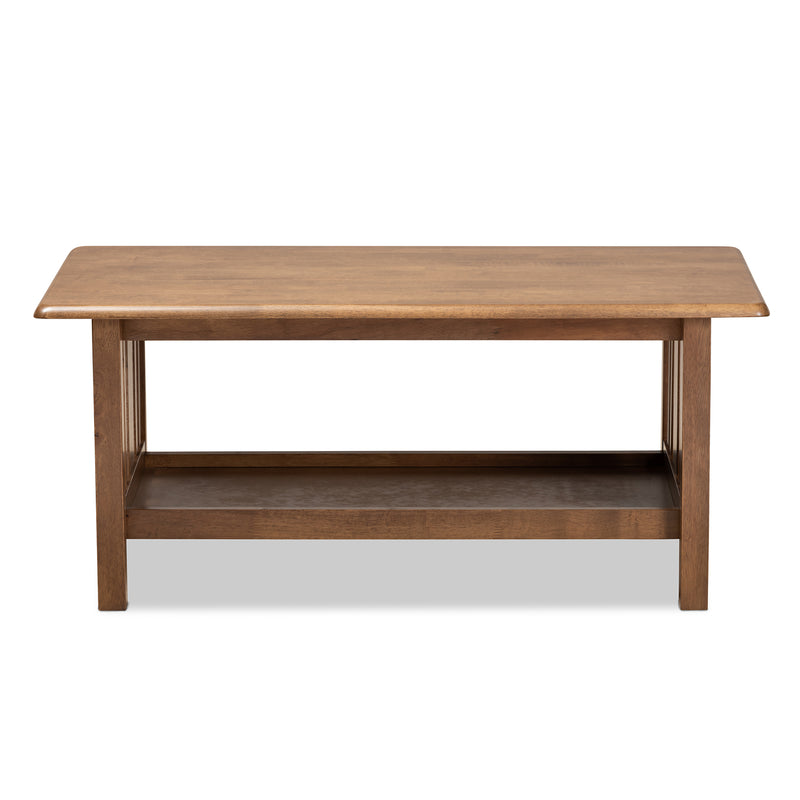 Rylie Coffee Table - Traditional Mission Style in Walnut Brown Finish, Rectangular Wood Design for Elegant Living Rooms