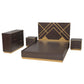 Arcelia Queen Size Bedroom Set Contemporary Glam Luxe 4-Piece Collection in Two-Tone Dark Brown and Gold Finished Wood