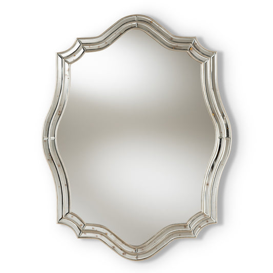 Isidora Accent Wall Mirror Art Deco Style Antique Silver Finish for Elegant Home Decor