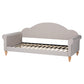 Chaise Classic Twin Size Daybed in Light Grey Fabric with Natural Brown Wood Finish - Elegant Design for Any Room