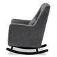 Elisa Rocking Chair Modern Contemporary Design Grey Fabric Upholstery Dark Brown Finished Wood Frame for Stylish Comfort