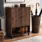 Rossin Shoe Storage Cabinet Modern and Contemporary Walnut Brown Finished 2-Door Wood Entryway