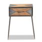 Laurel End Table Rustic Industrial Design with Antique Grey Metal and Whitewashed Oak Wood Featuring 1 Storage Drawer