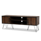 Corina TV Stand Mid-Century Modern Two-Tone Walnut and Black Wood Entertainment Center with Storage for Living Room