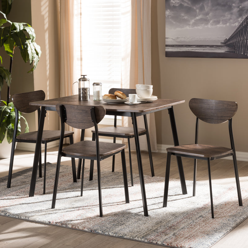 Ornette Mid-Century Modern Dining Set 5-Piece Matte Black Frame Furniture for Chic Dining Rooms