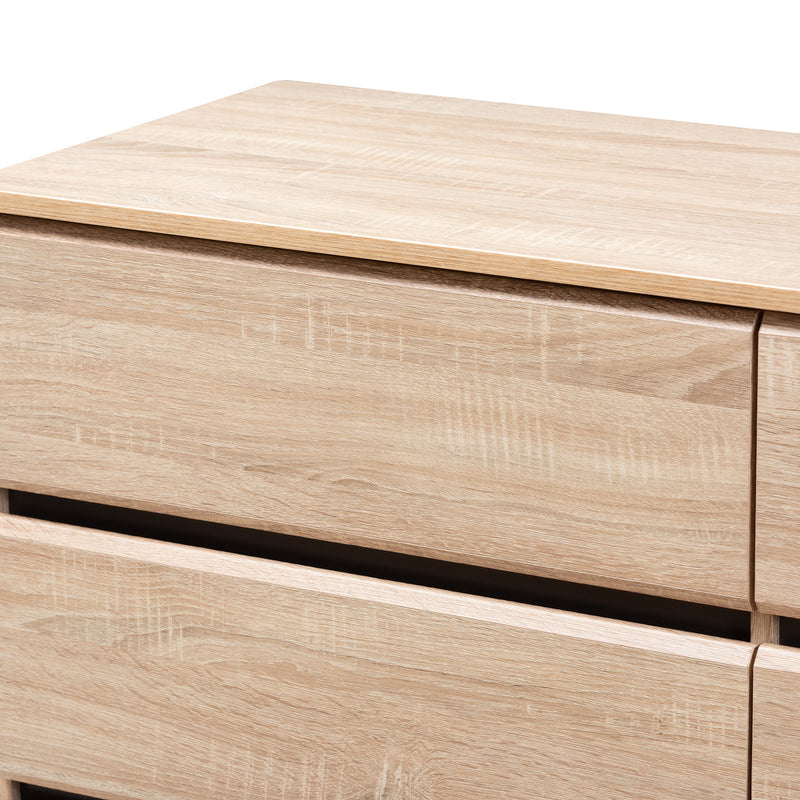 Miren Mid-Century Modern Dresser with 6 Drawers in Light Oak and Dark Grey for Stylish Bedroom Storage